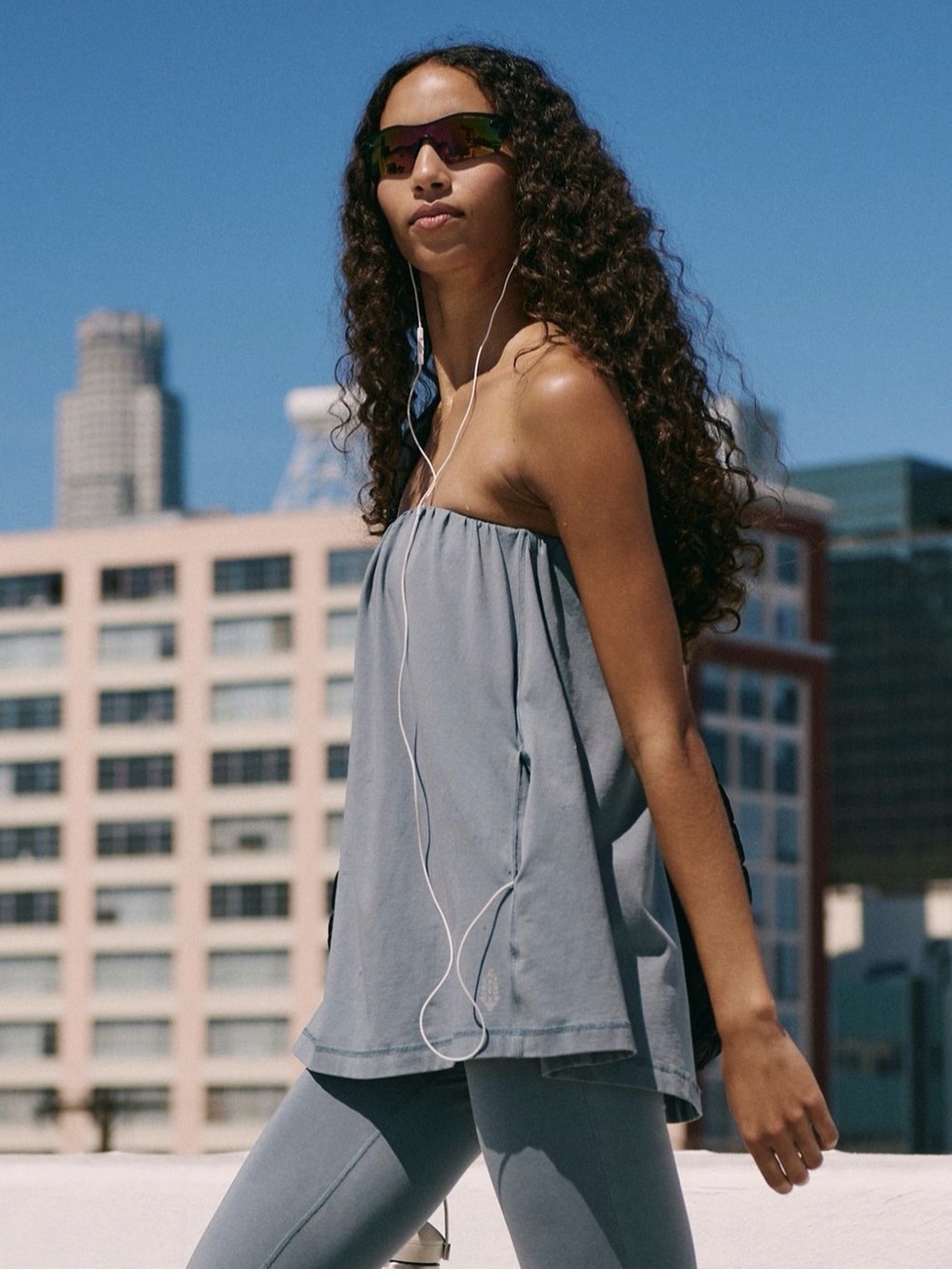 NWT Free People x FP Movement Hot Shot Tube Onesie in summer storm - Picture 3 of 13